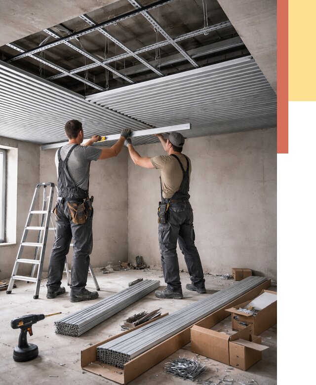 Монтаж реечного потолка в Протвино от 4579 руб. под ключ | ОТДЕЛОЧНИК-Прн