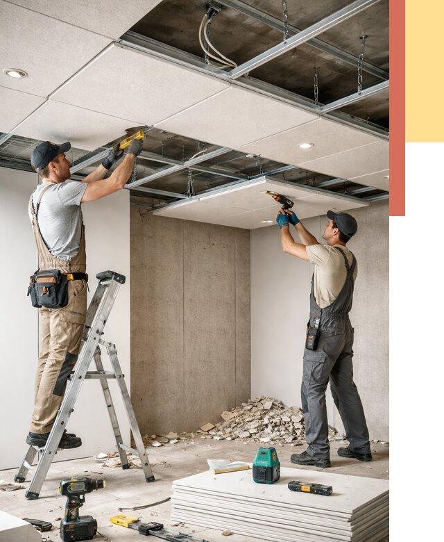 Монтаж акустического потолка в Протвино от 6614 руб/м2 — быстро и недорого | ОТДЕЛОЧНИК-Прн