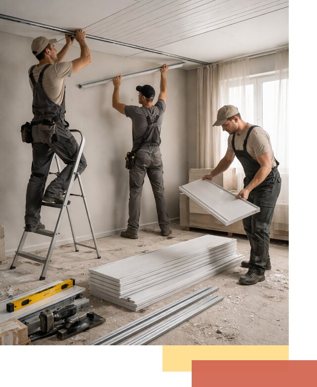 Монтаж потолка из ПВХ панелей в Протвино оперативно и качественно