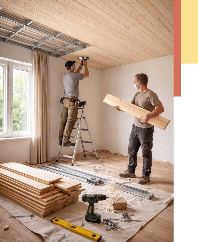 Монтаж потолка из вагонки в Протвино от 6614 руб. | Быстро и недорого — ОТДЕЛОЧНИК-Прн