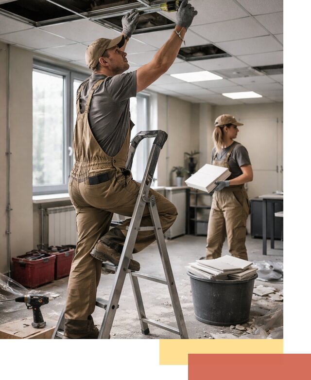 Ремонт потолка Армстронг и замена плит в Протвино