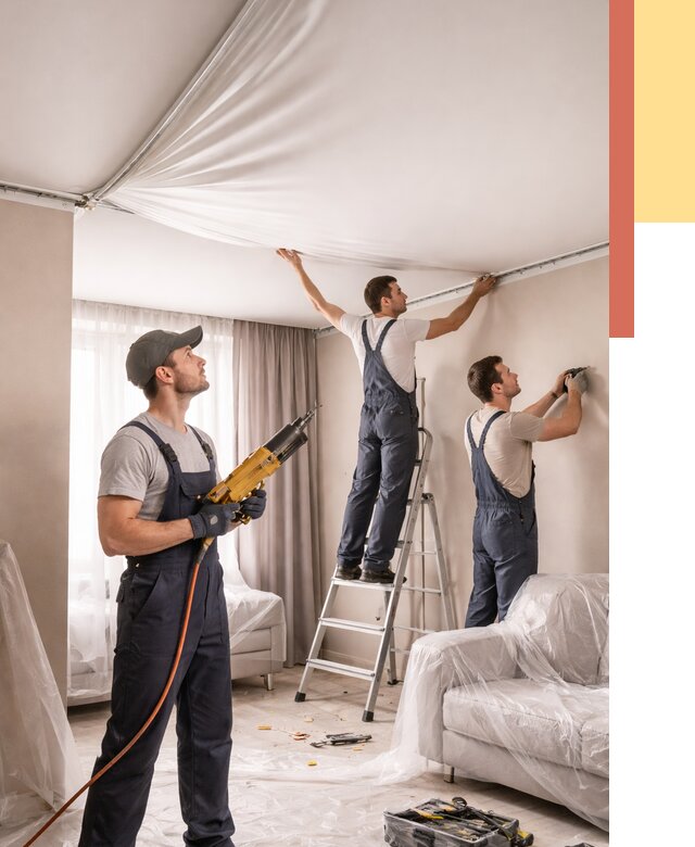 Установка натяжного потолка в Протвино от 4579 руб. | Быстро и недорого — ОТДЕЛОЧНИК-Прн