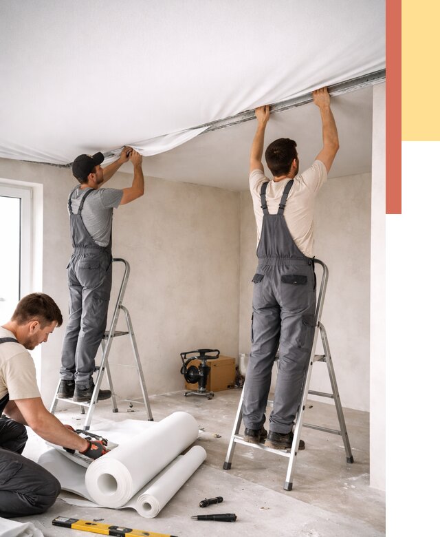 Монтаж тканевого натяжного потолка в Протвино от 3561 руб. под ключ | ОТДЕЛОЧНИК-Прн