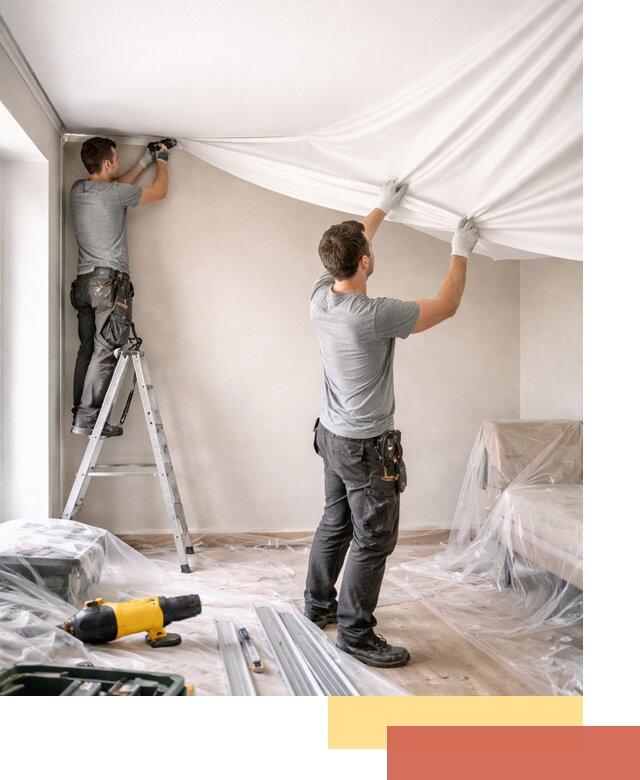 Монтаж тканевого натяжного потолка в Протвино недорого и быстро