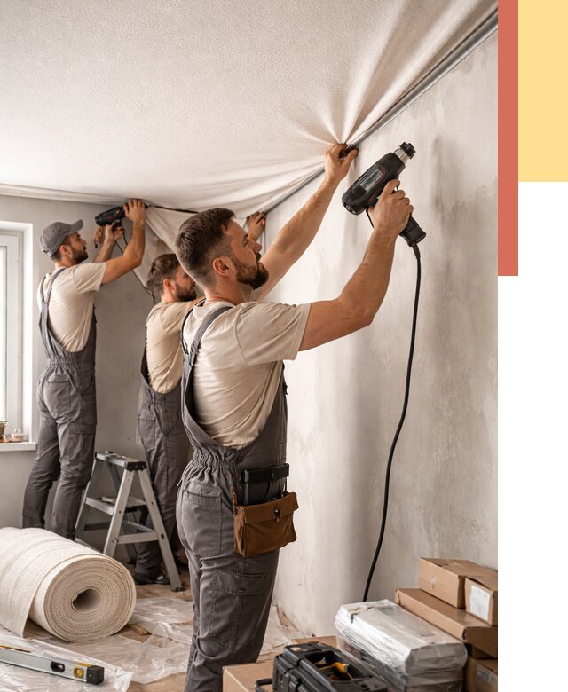 Монтаж фактурного натяжного потолка в Протвино от 763 руб. — ОТДЕЛОЧНИК-Прн