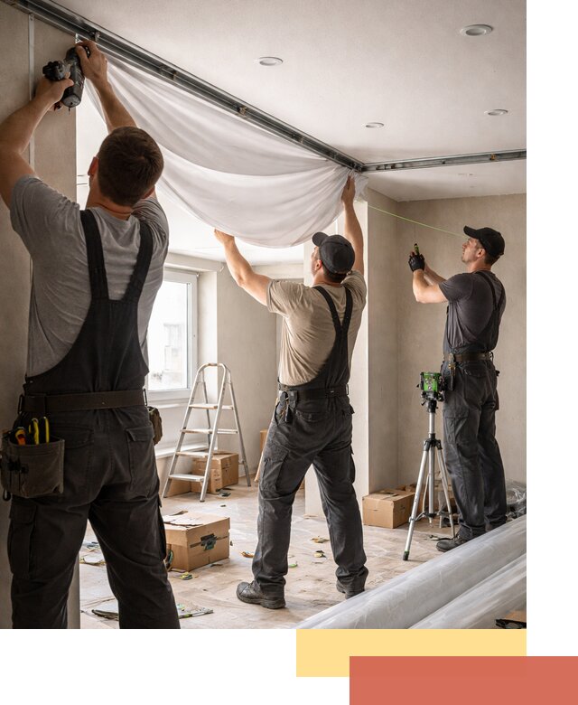 Монтаж парящего натяжного потолка под ключ в Протвино