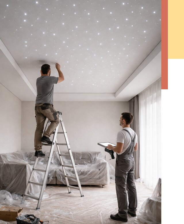 Монтаж натяжного потолка «звездное небо» в Протвино от 6614 руб. | ОТДЕЛОЧНИК-Прн