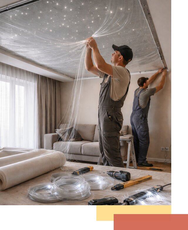 Монтаж натяжного потолка «Звездное небо» в Протвино