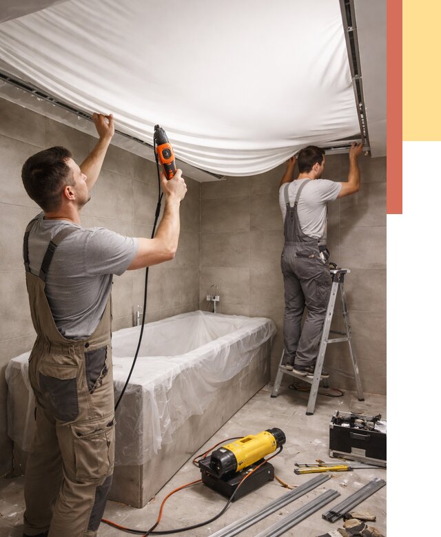 Монтаж натяжного потолка в ванной в Протвино от 1221 руб. под ключ | ОТДЕЛОЧНИК-Прн