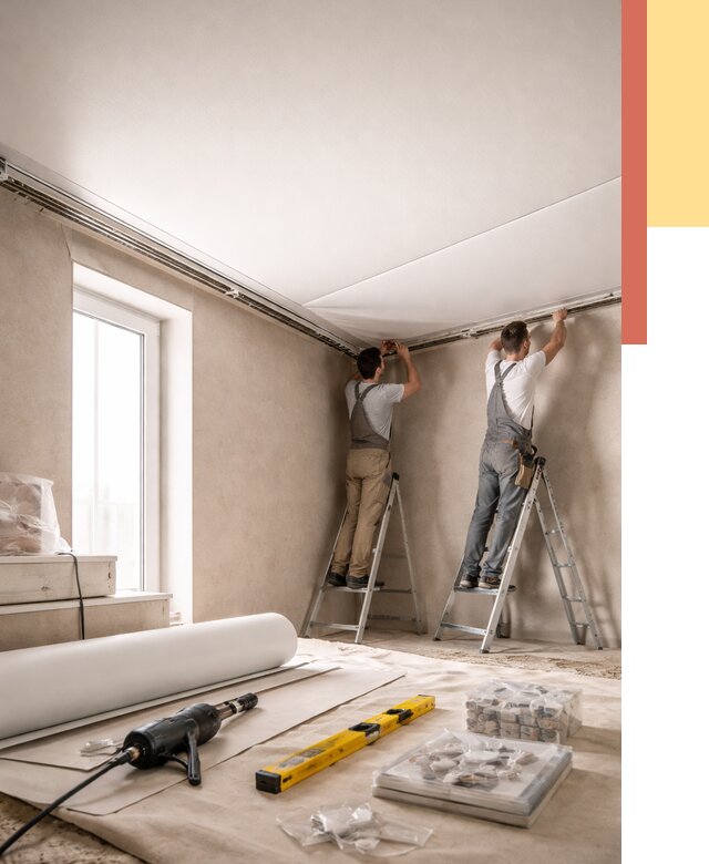 Монтаж натяжного потолка в спальне в Протвино от 3867 руб. под ключ | ОТДЕЛОЧНИК-Прн