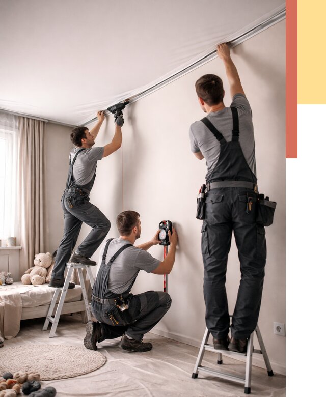 Монтаж натяжного потолка в детской в Протвино от 3561 руб. — быстро и недорого | ОТДЕЛОЧНИК-Прн