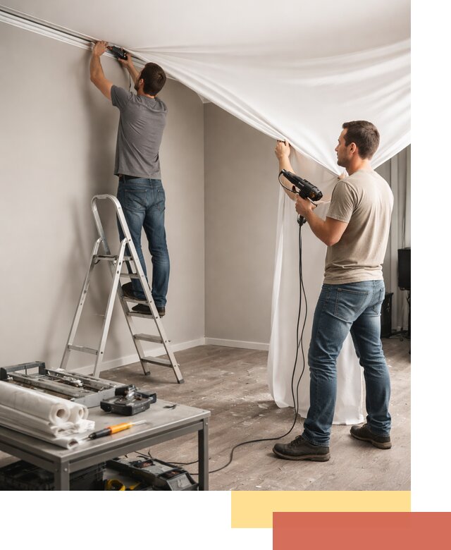 Монтаж натяжного потолка в студии в Протвино