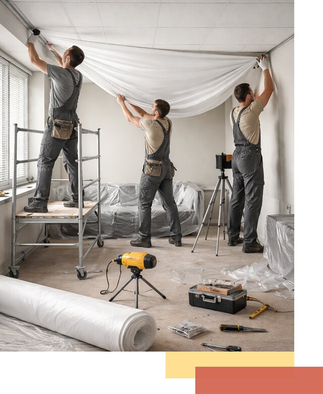 Монтаж натяжного потолка в офисе в Протвино