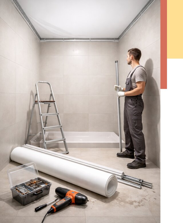 Монтаж натяжного потолка в санузле в Протвино от 1882 руб. — ОТДЕЛОЧНИК-Прн