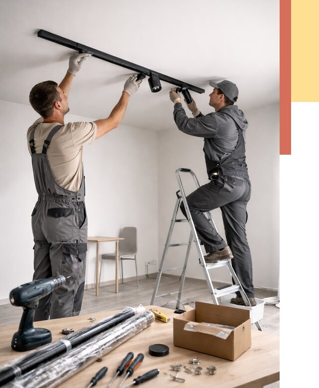 Установка трековых светильников в натяжной потолок в Протвино от 4274 руб. | ОТДЕЛОЧНИК-Прн