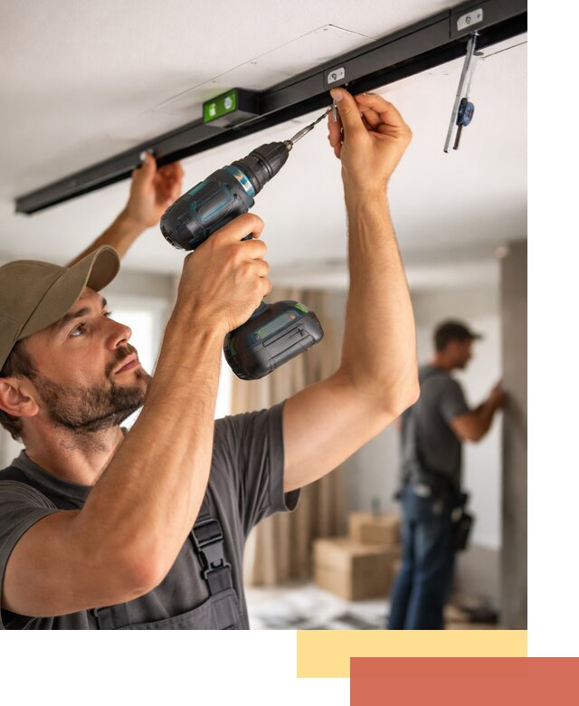 Установка трековых светильников в натяжной потолок в Протвино