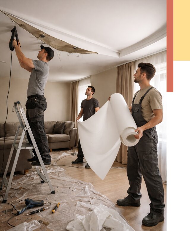 Замена полотна натяжного потолка в Протвино от 9666 руб. быстро и недорого | ОТДЕЛОЧНИК-Прн