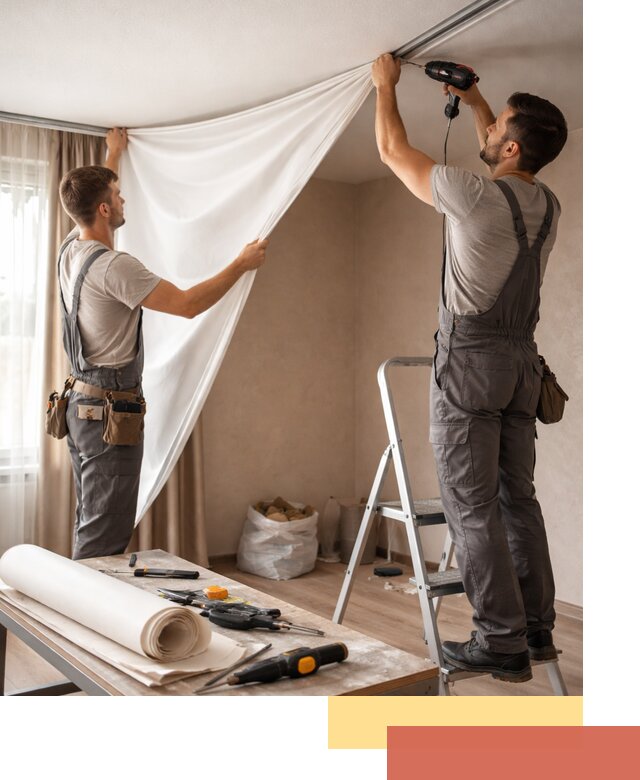 Замена полотна натяжного потолка в Протвино быстро и качественно