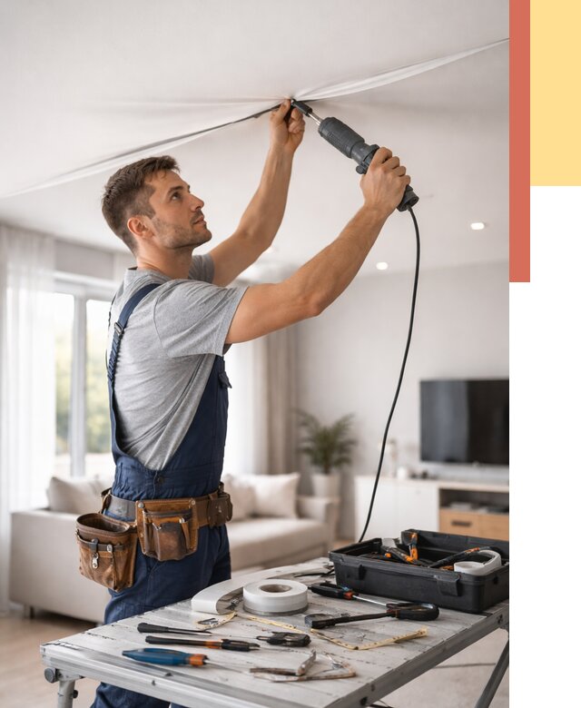 Ремонт натяжных потолков в Протвино от 9666 руб. под ключ — ОТДЕЛОЧНИК-Прн