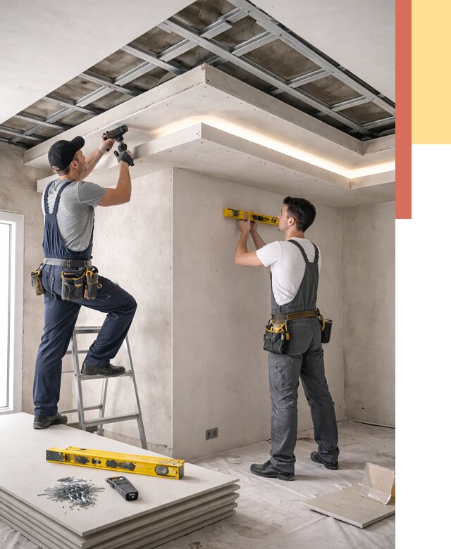 Двухуровневый потолок из гипсокартона в Протвино от 1475 руб. под ключ | ОТДЕЛОЧНИК-Прн