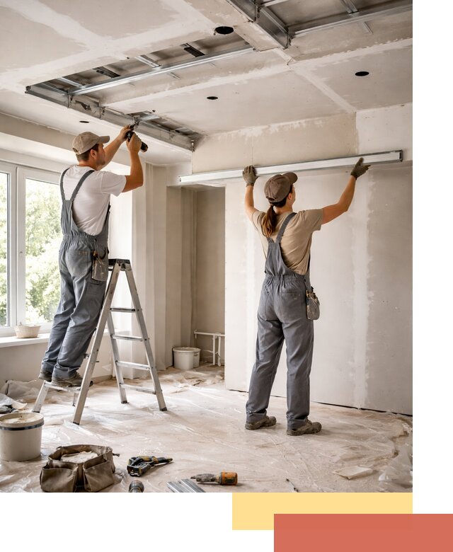 Монтаж многоуровневого потолка из гипсокартона в Протвино