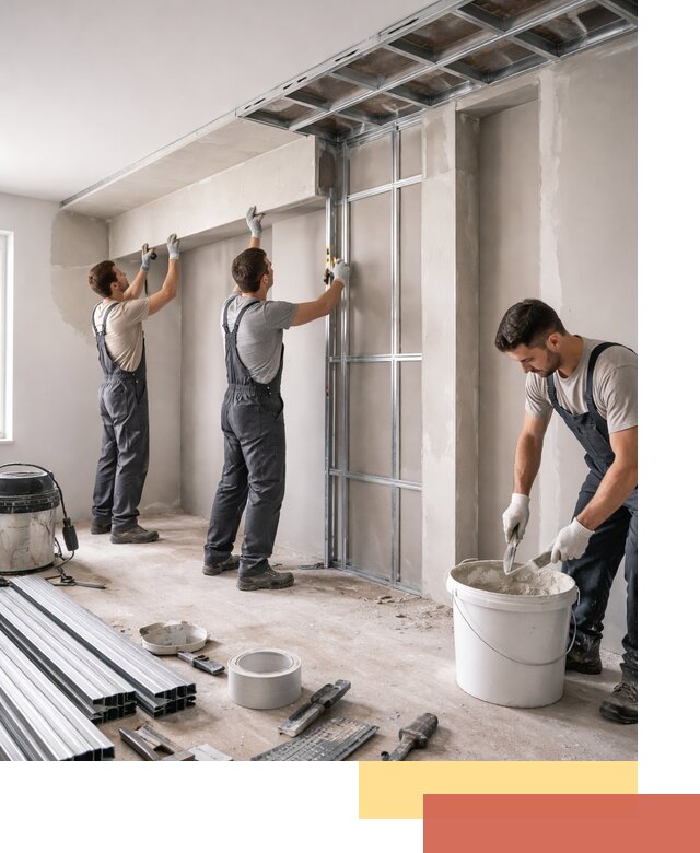 Монтаж потолка из гипсокартона с нишей в Протвино