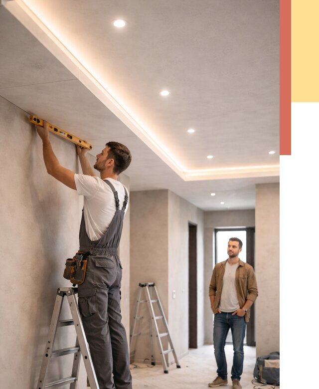 Потолок из гипсокартона с подсветкой в Протвино от 763 руб./м2 под ключ | ОТДЕЛОЧНИК-Прн