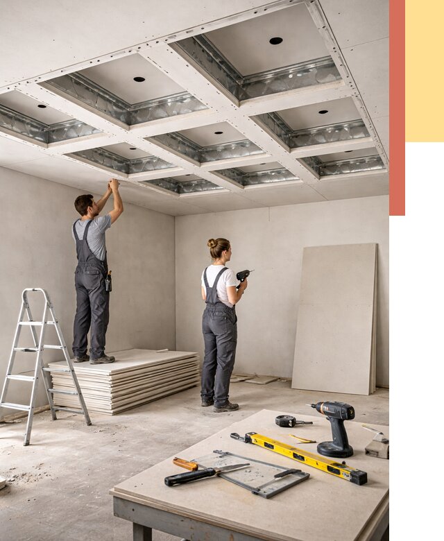 Кессонный потолок из гипсокартона в Протвино от 1882 руб. — монтаж и под ключ | ОТДЕЛОЧНИК-Прн