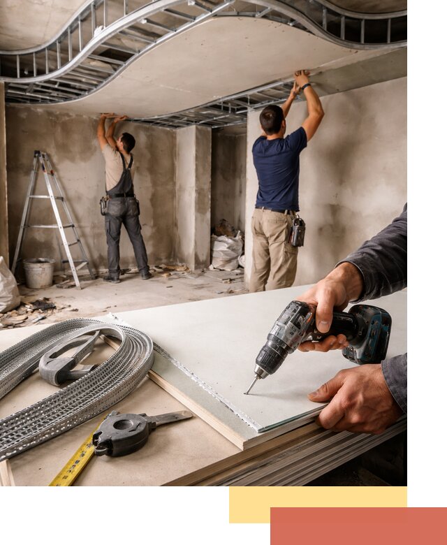 Криволинейный потолок из гипсокартона в Протвино — монтаж и отделка