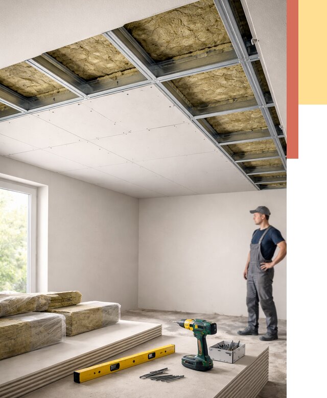 Звукоизоляция потолка ГКЛ в Протвино от 967 руб. — монтаж под ключ | ОТДЕЛОЧНИК-Прн