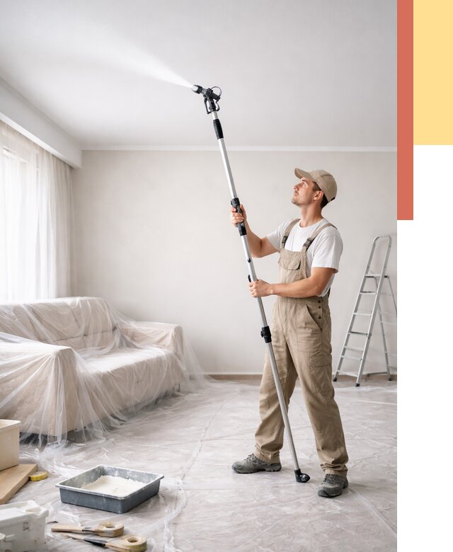 Покраска потолка краскопультом в Протвино от 4579 руб. быстро и недорого | ОТДЕЛОЧНИК-Прн